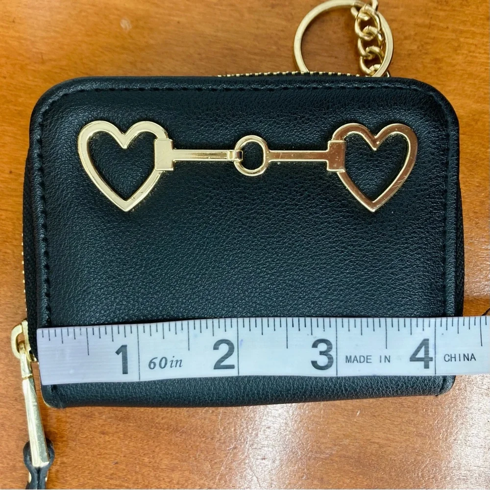 Black Wallet with Heart Shaped Hardware - Picture 7 of 10